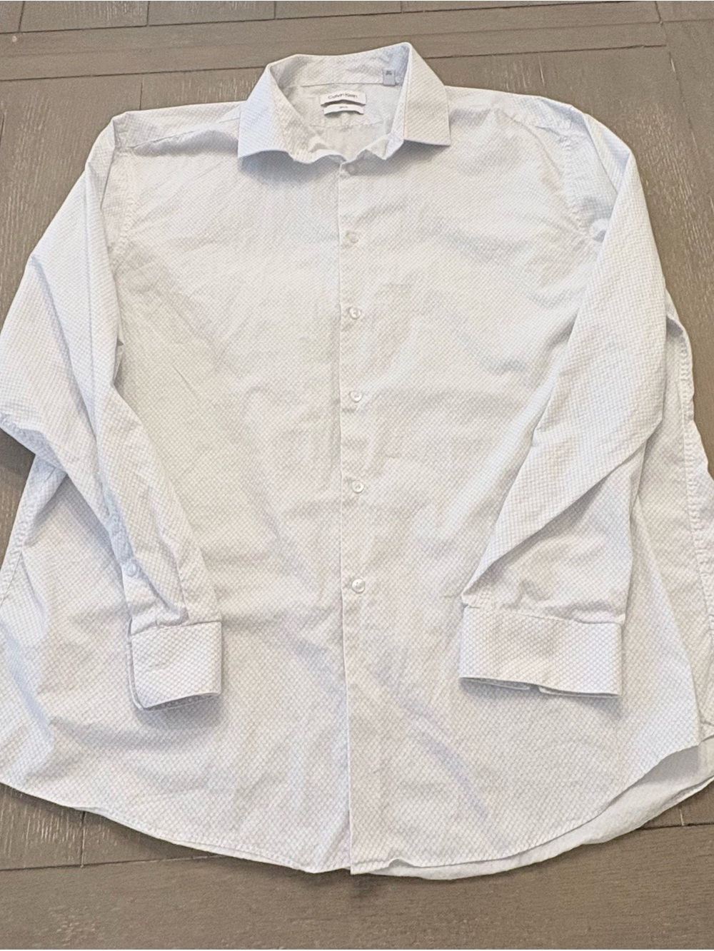 Calvin Klein Men's Pale Blue Micro-Pattern Dress Shirt